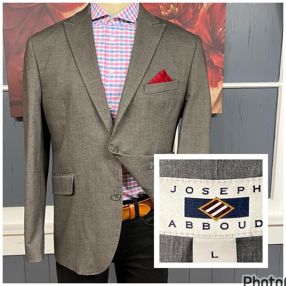 Joseph Abboud Blazer Sport Coat Mens Sz Large (42-44R) Cotton Blend Stretch Gray